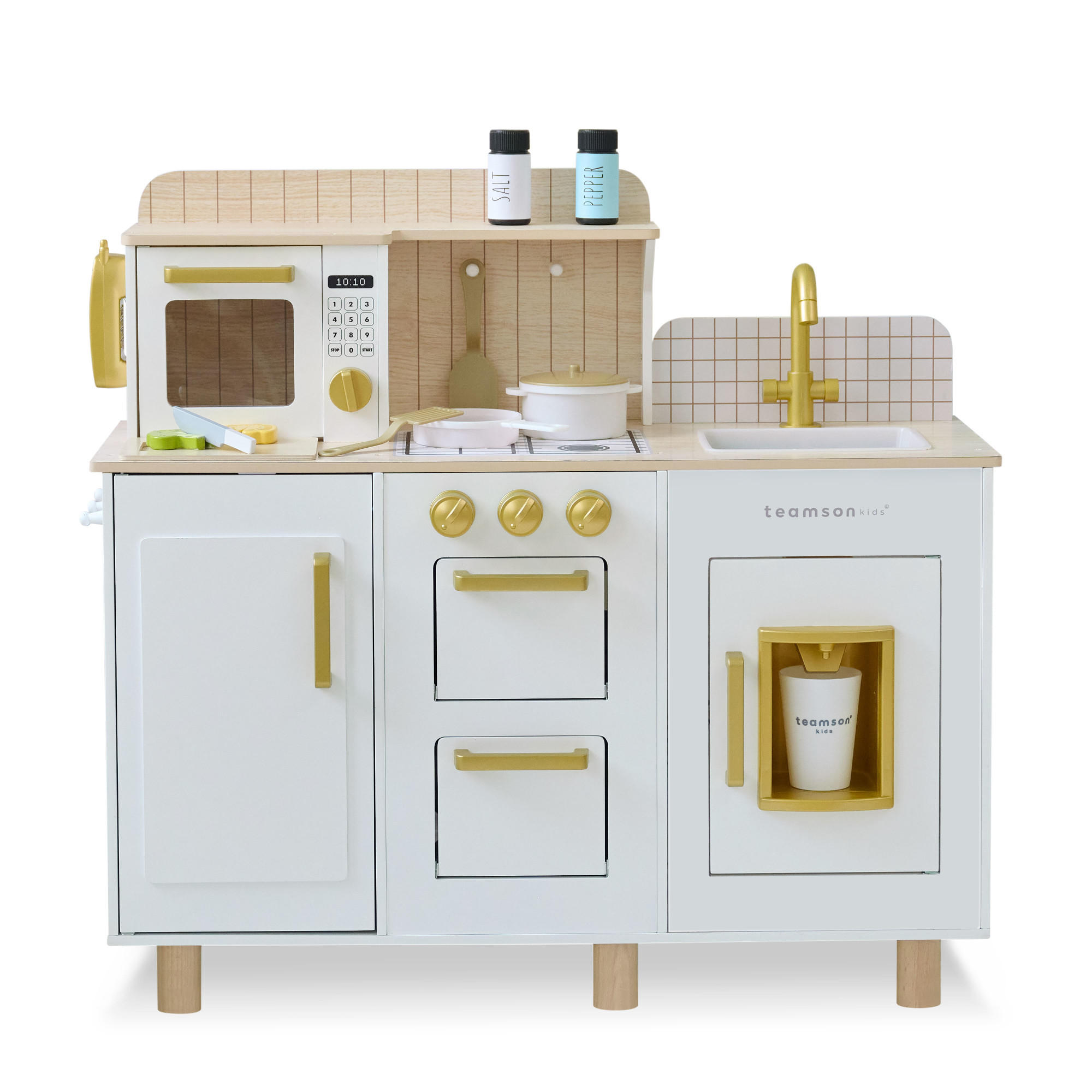 KINDERKUCHE Holz mit Eiswürfelspender, 75cm, Weiß - Weiß, Holzwerkstoff (80/30/75cm) - Teamson Kids