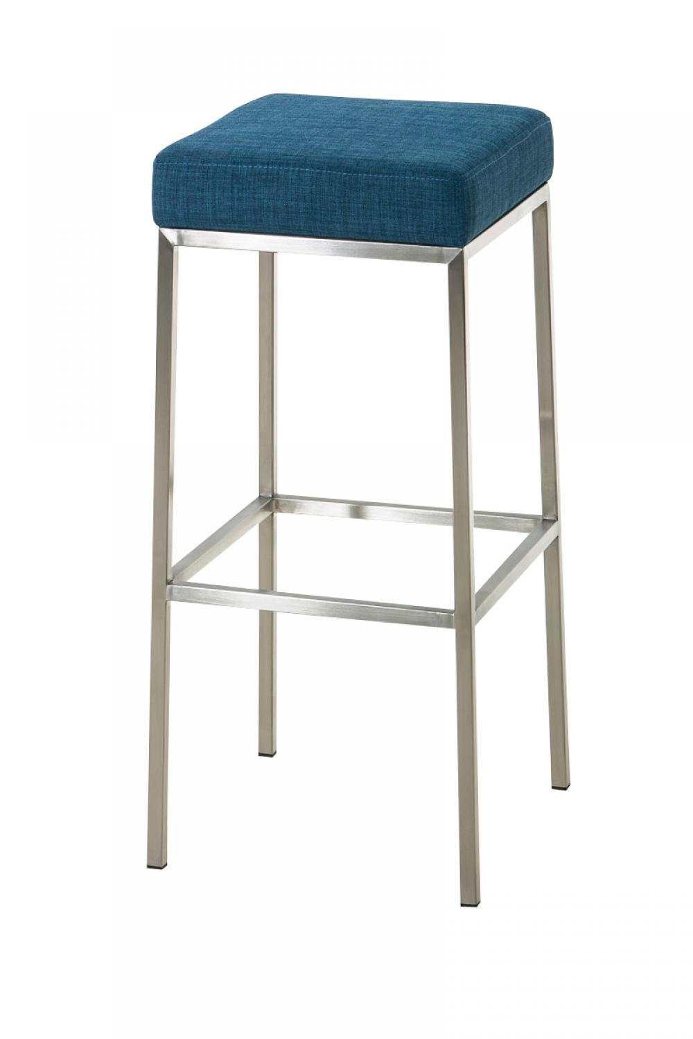 BARHOCKER Stoff blau - Blau/Edelstahlfarben, Textil/Metall (37/80/37cm) - CLP