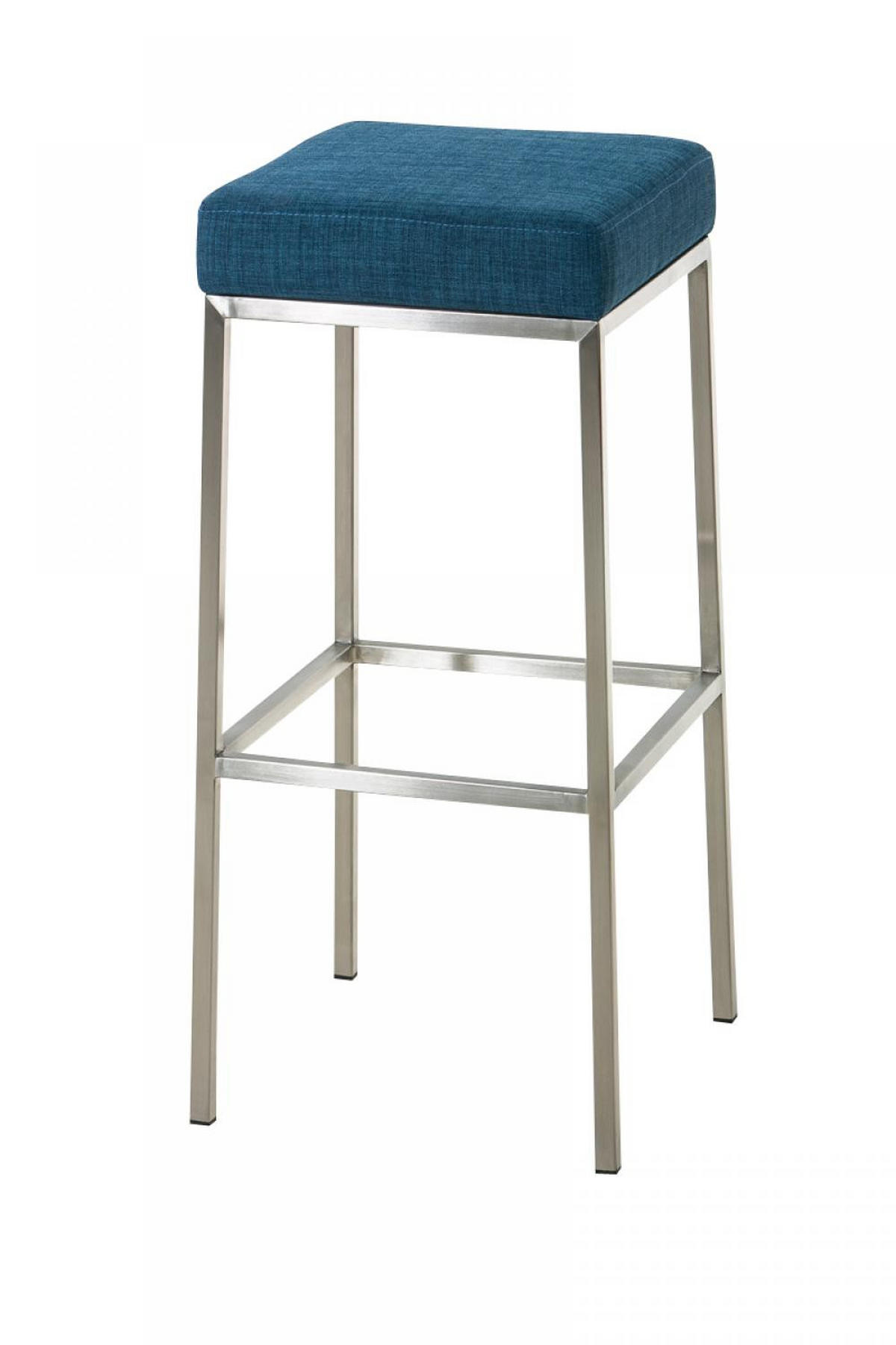 BARHOCKER Stoff blau - Blau/Edelstahlfarben, Textil/Metall (37/80/37cm) - CLP