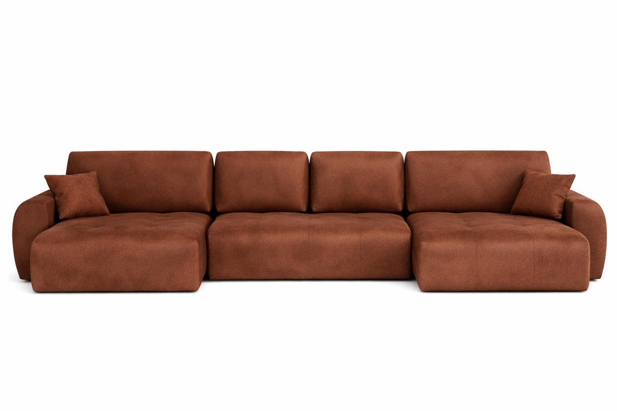 ECKSOFA Mit Schlaffunktion Und Bettkasten U-Form Ivo U, Veloursstoff Salvador, Dunkelbraun - Dunkelbraun, Holz (342/142cm) - Kaiser Möbel