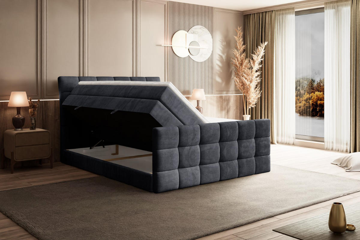 BOXSPRINGBETT BRUGO-Z KING - 180 x 200 - H3/H4 - Dunkelgrau - Dunkelgrau, Holzwerkstoff (180/200cm) - ALTDECOR