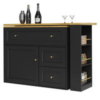 BARTISCH Ausziehbar 138–204x39x105cm Stauraum Schwarz - Schwarz, Metall (39/138/105cm) - FLIEKS