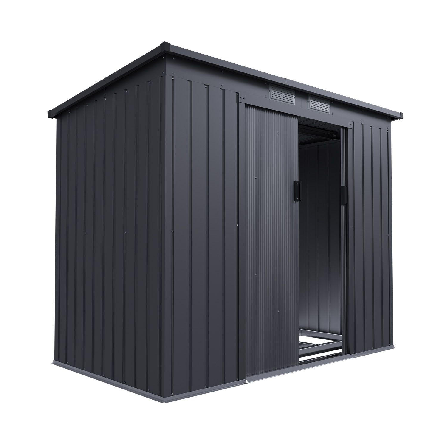 GERÄTESCHUPPEN M dunkelgrau - Dunkelgrau, Metall (218/174/132cm) - Juskys