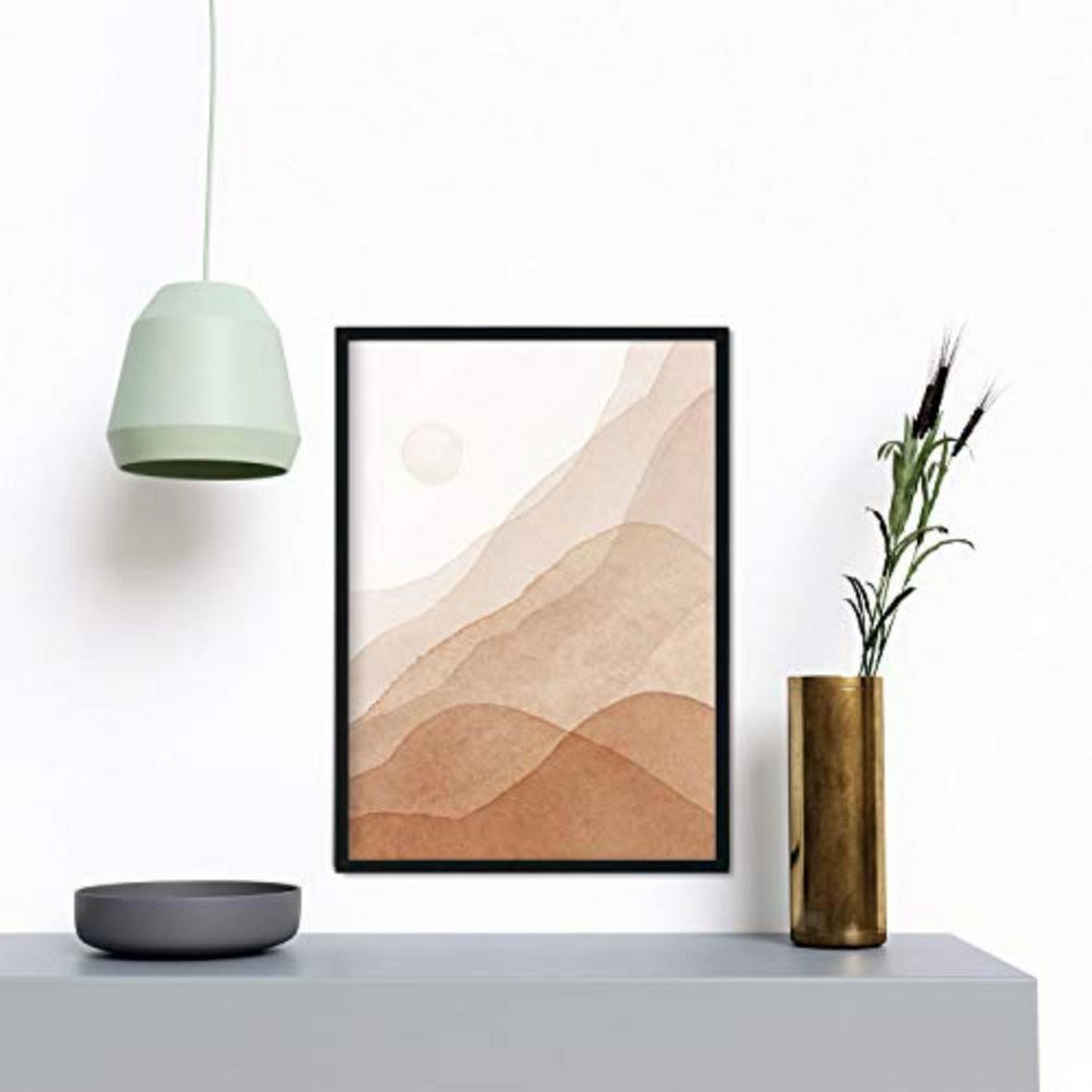 POSTER Set mit 4 Blätter und abstrakten Formen mit braunen Tönen A3 Schwarzer Rahmen - Schwarz, Papier (29.7/3cm) - Nacnic