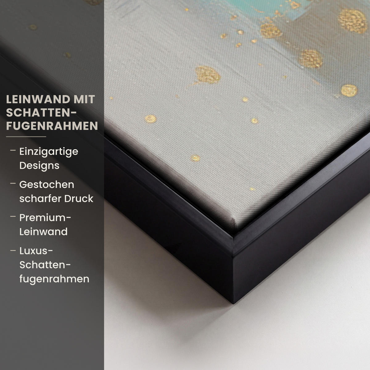 LEINWAND Bilder mit Rahmen - Abstrakt - Blöcke - Gold - Skyline - 90x90 - Beige, Textil (90/90cm) - MuchoWow