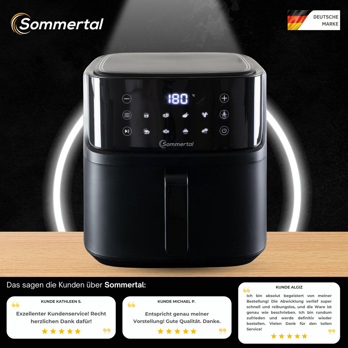 HEISSLUFTFRITTEUSE HF760 - Schwarz, Kunststoff (26/31/42cm) - Sommertal