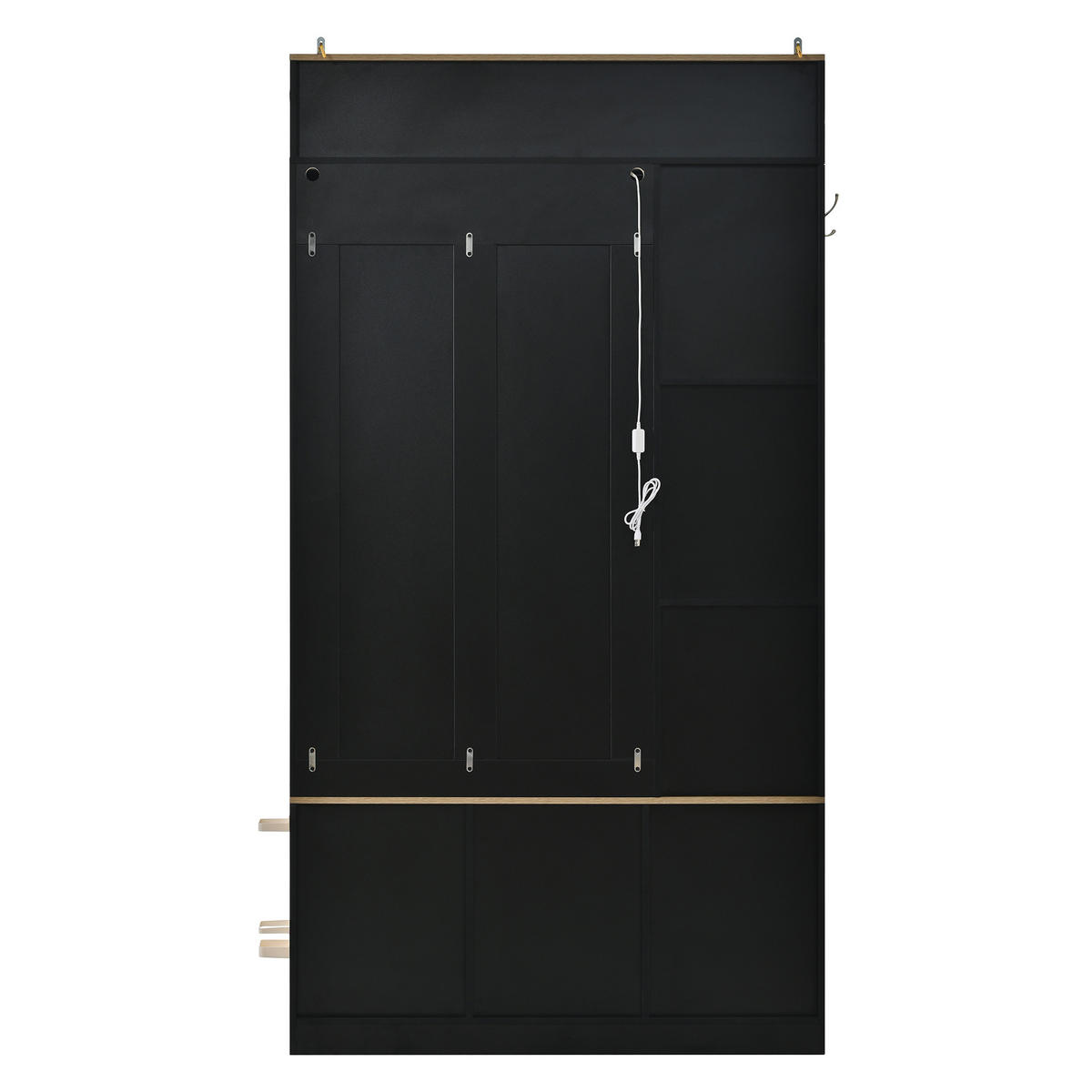 KOMPAKTGARDEROBE Schwarz Flurschrank mit Sitzbank, Schuhschrank & LED Licht - Schwarz, Holzwerkstoff (100/186/32cm) - Urban Meuble