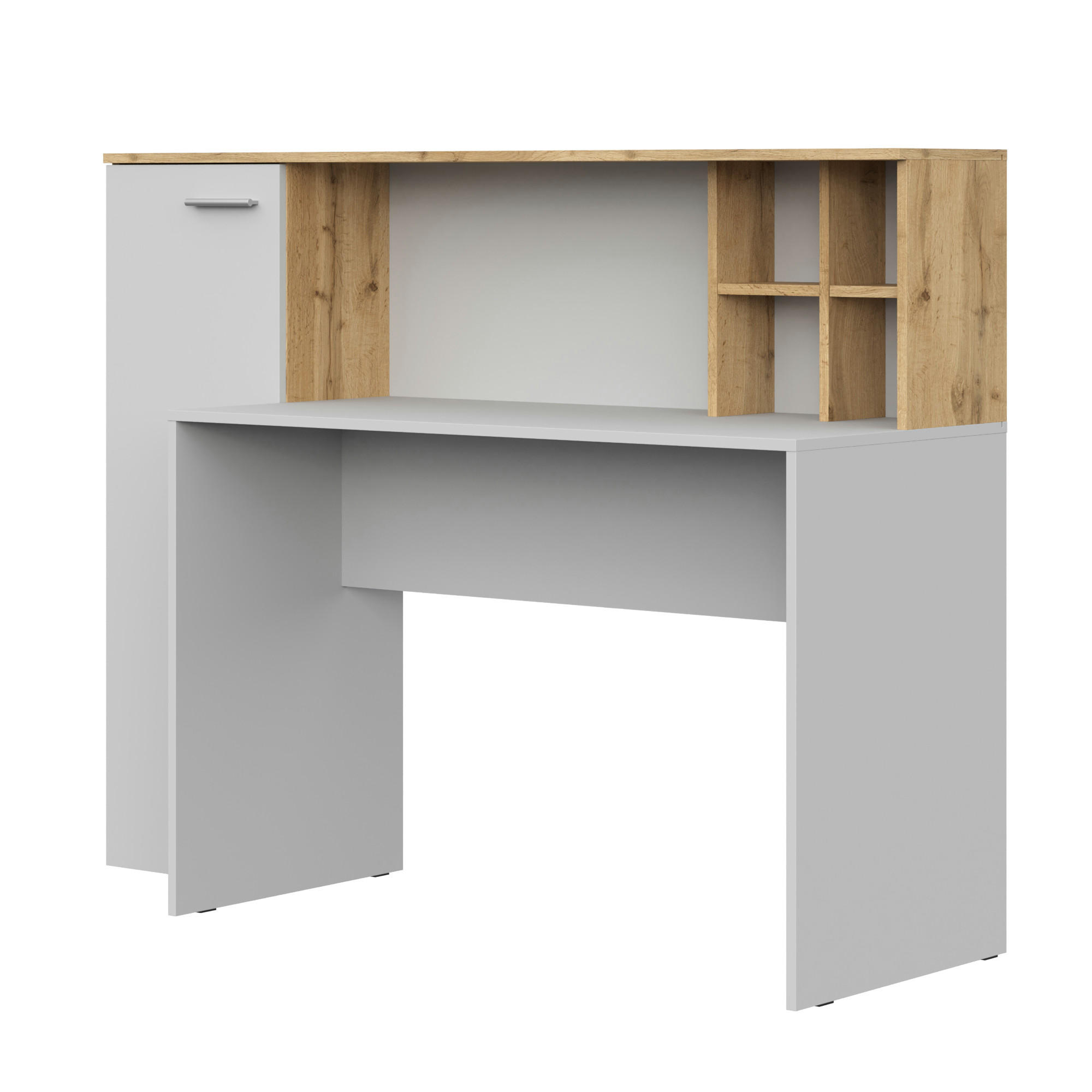 Komodee Schreibtisch Eiche Wotan, Weiß 153x116x54 cm