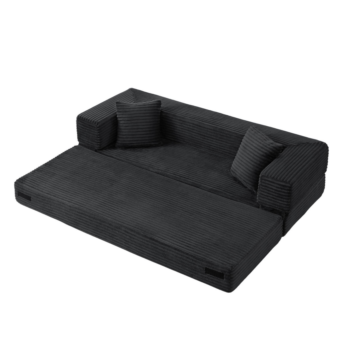 SCHLAFSOFA DE-34899 quadratisch umwandelbar Dunkelgrau - Dunkelgrau, Textil (200/60/76cm) - ComfortXL