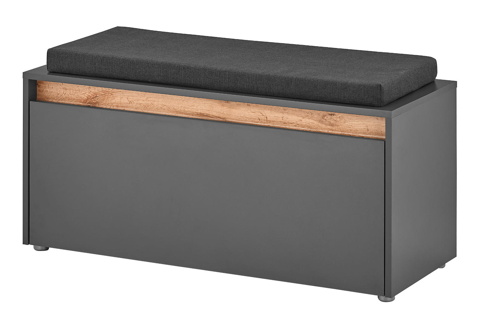 GARDEROBENBANK grau matt, Eiche Wotan 100 cm, Sitzbank inklusive Sitzkissen - Silberfarben/Eiche Wotan, Holzwerkstoff/Kunststoff (100/45/40cm) - Furn.Design