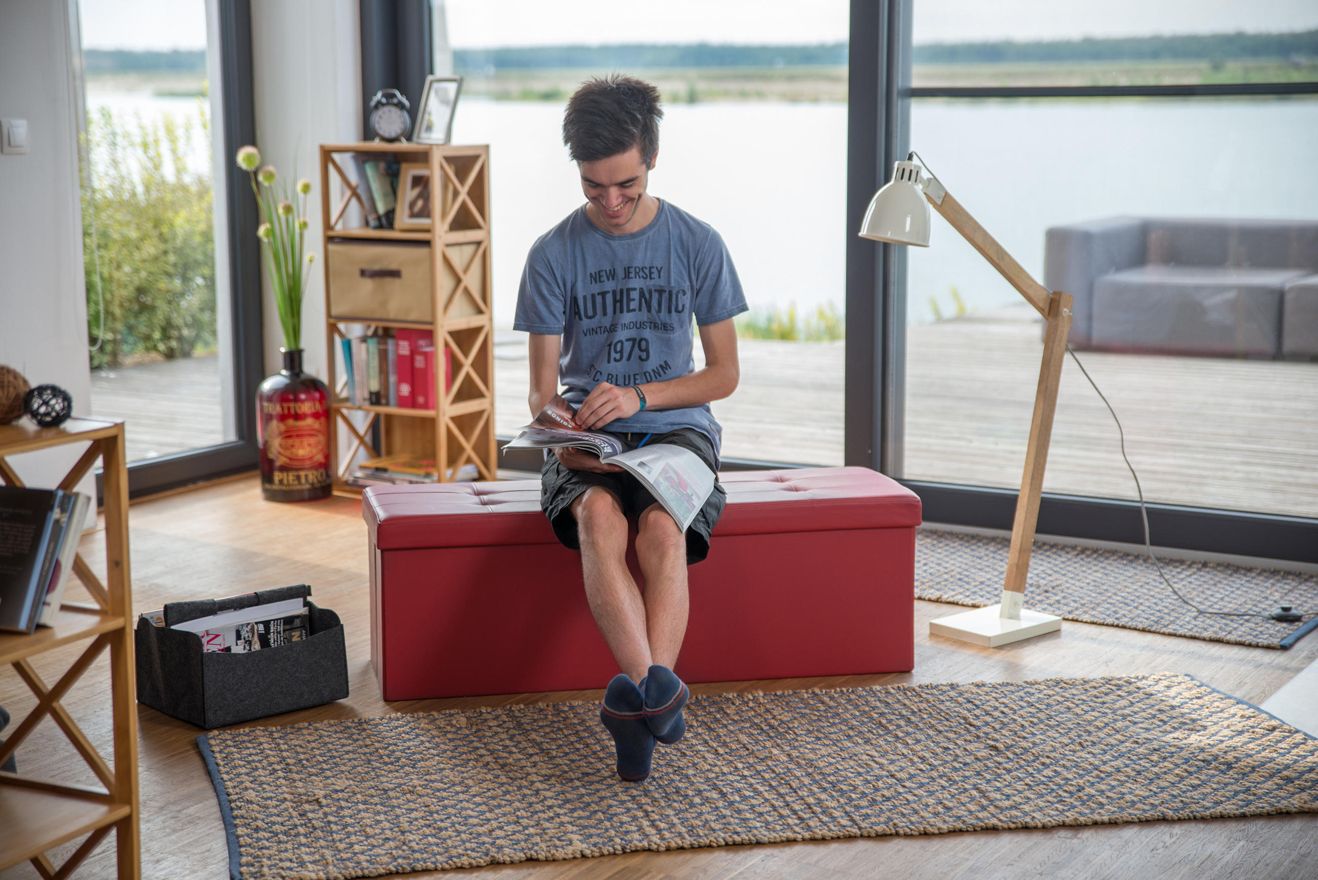 FALTBARE Sitzbank - Dunkelrot, Holzwerkstoff/Kunststoff (38/38/114cm) - Relaxdays