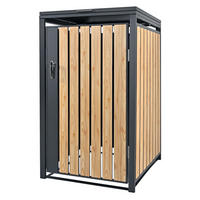 MÜLLTONNENBOX 1er Anthrazit-Lärchenoptik - Naturfarben, Metall (80/116.3/68cm) - ML-DESIGN