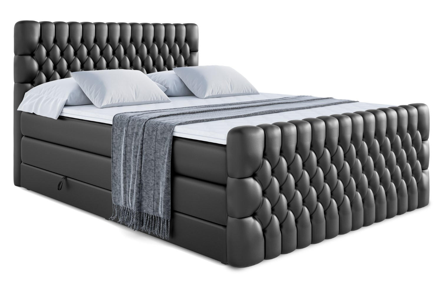 BOXSPRINGBETT SERENE-Z KING - 140 x 200 - H3/H4 - Schwarz Hochglanz - Schwarz Hochglanz, Holzwerkstoff (140/200cm) - ALTDECOR