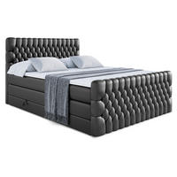 BOXSPRINGBETT SERENE-Z KING - 140 x 200 - H3/H4 - Schwarz Hochglanz - Schwarz Hochglanz, Holzwerkstoff (140/200cm) - ALTDECOR