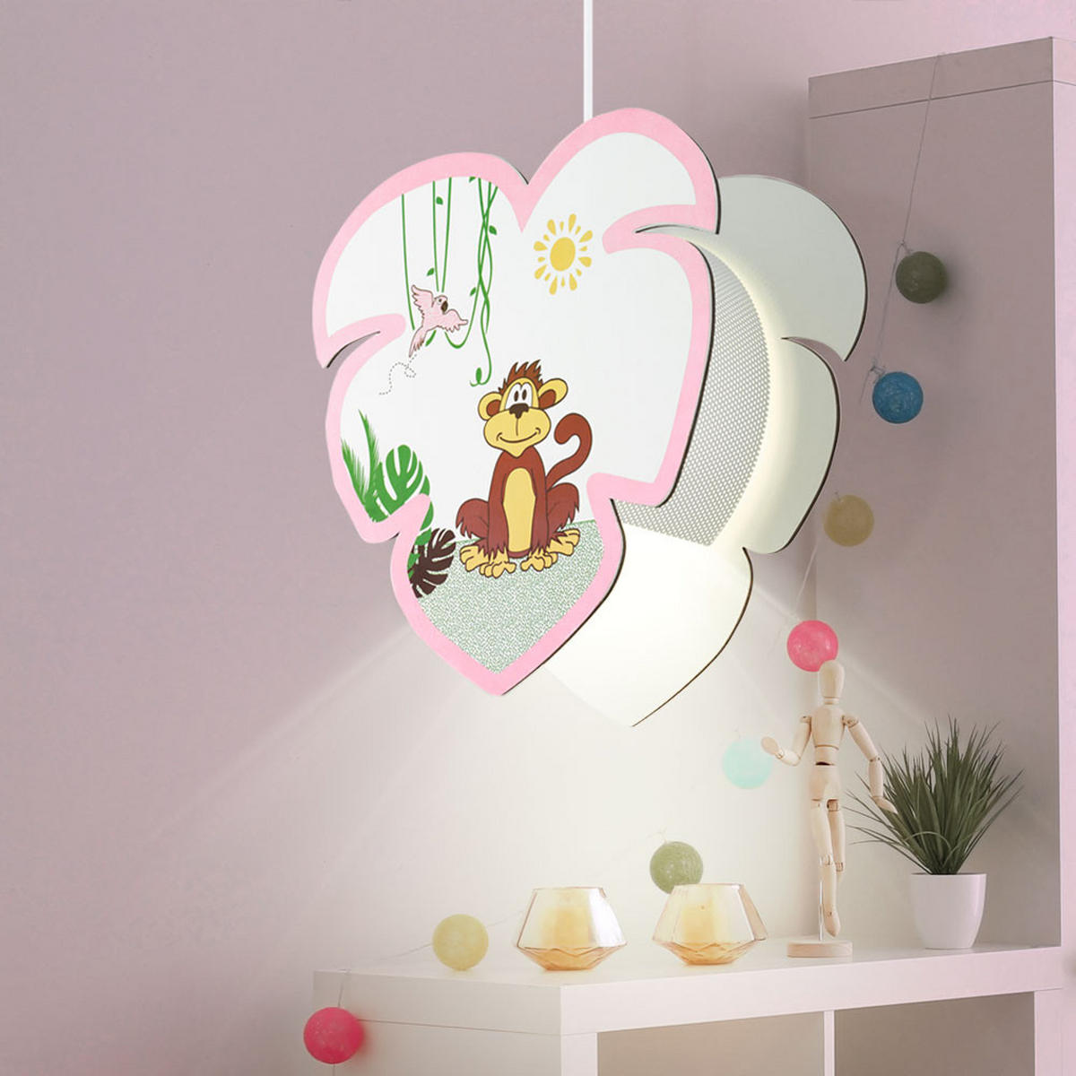 DECKENLEUCHTE Metall Bunt Holz - Multicolor, Holz (29/10.5/110cm)