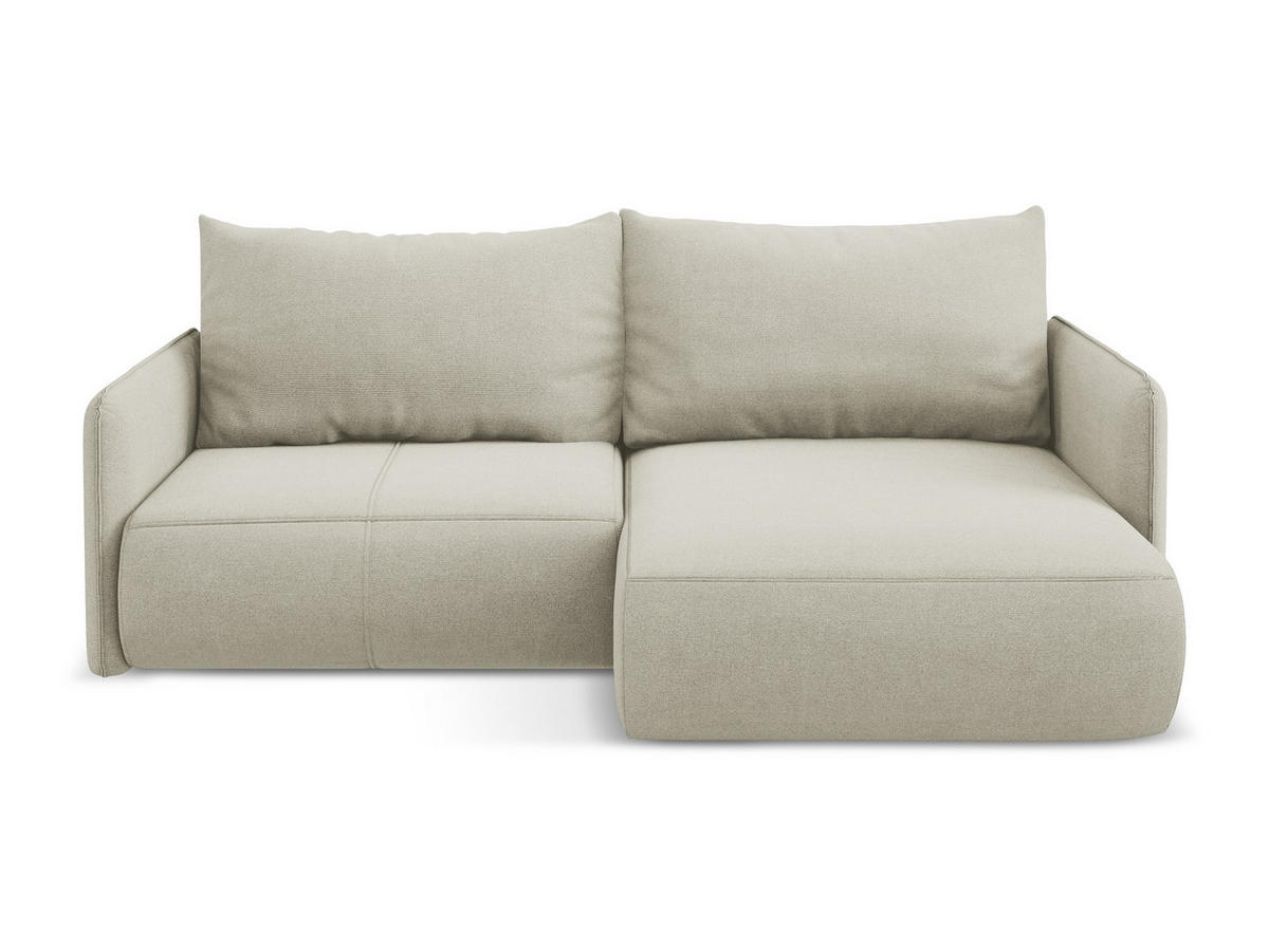 ECKSOFA mit Schlaffunktion Strukturstoff Stoff Beige - Beige/Creme, Kunststoff/Textil (207/148cm) - Makamii