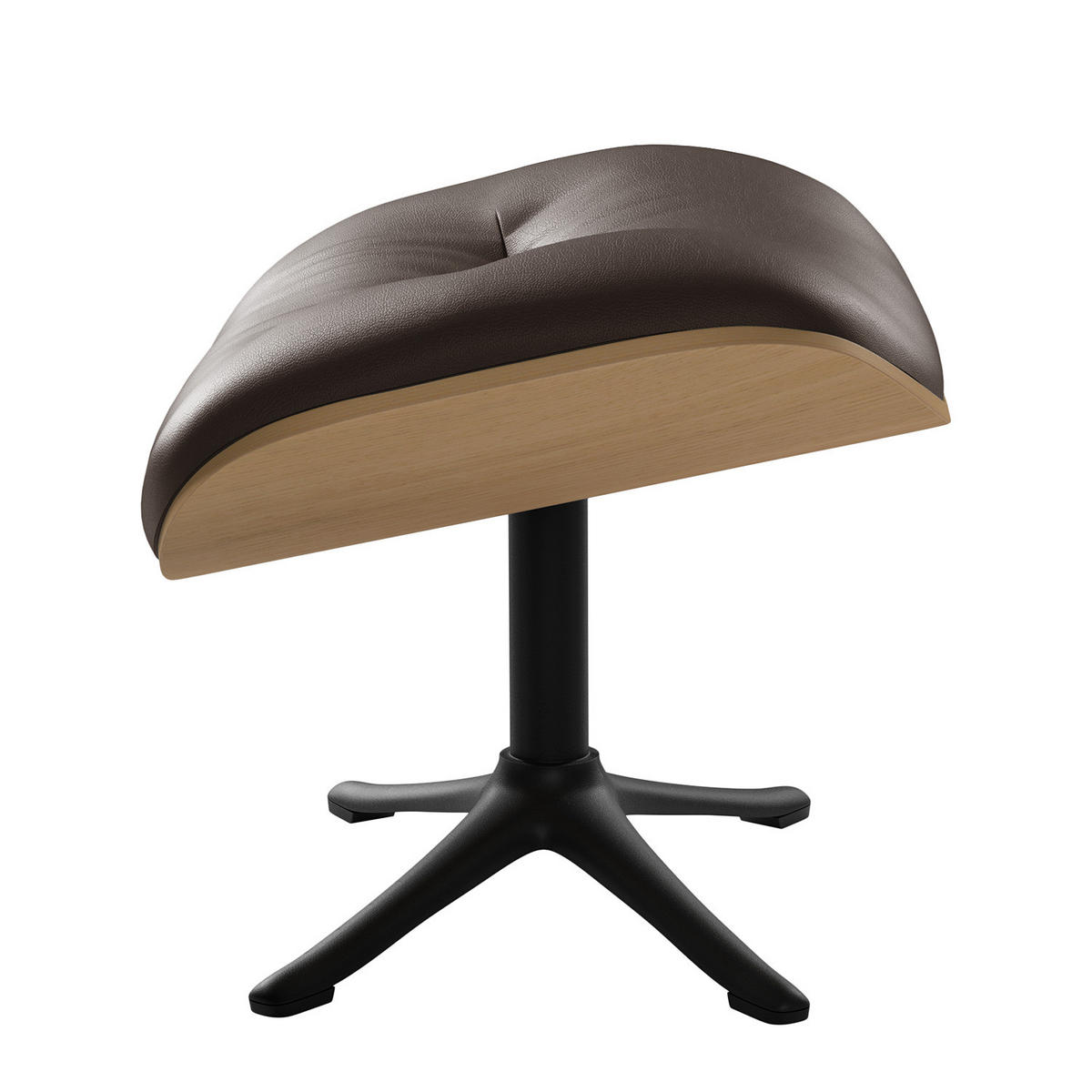 POLSTERHOCKER - Dunkelbraun/Schwarz, Leder/Metall (44/39/42cm) - home24