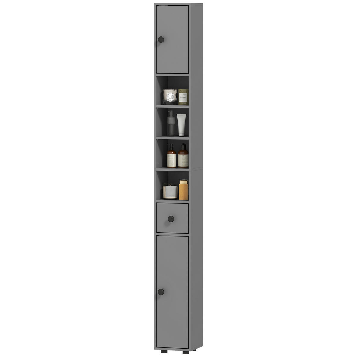 HOCHSCHRANK DE-08527 mit 4 Regalen Grau - Grau, Holzwerkstoff (20/180/20cm) - ComfortXL