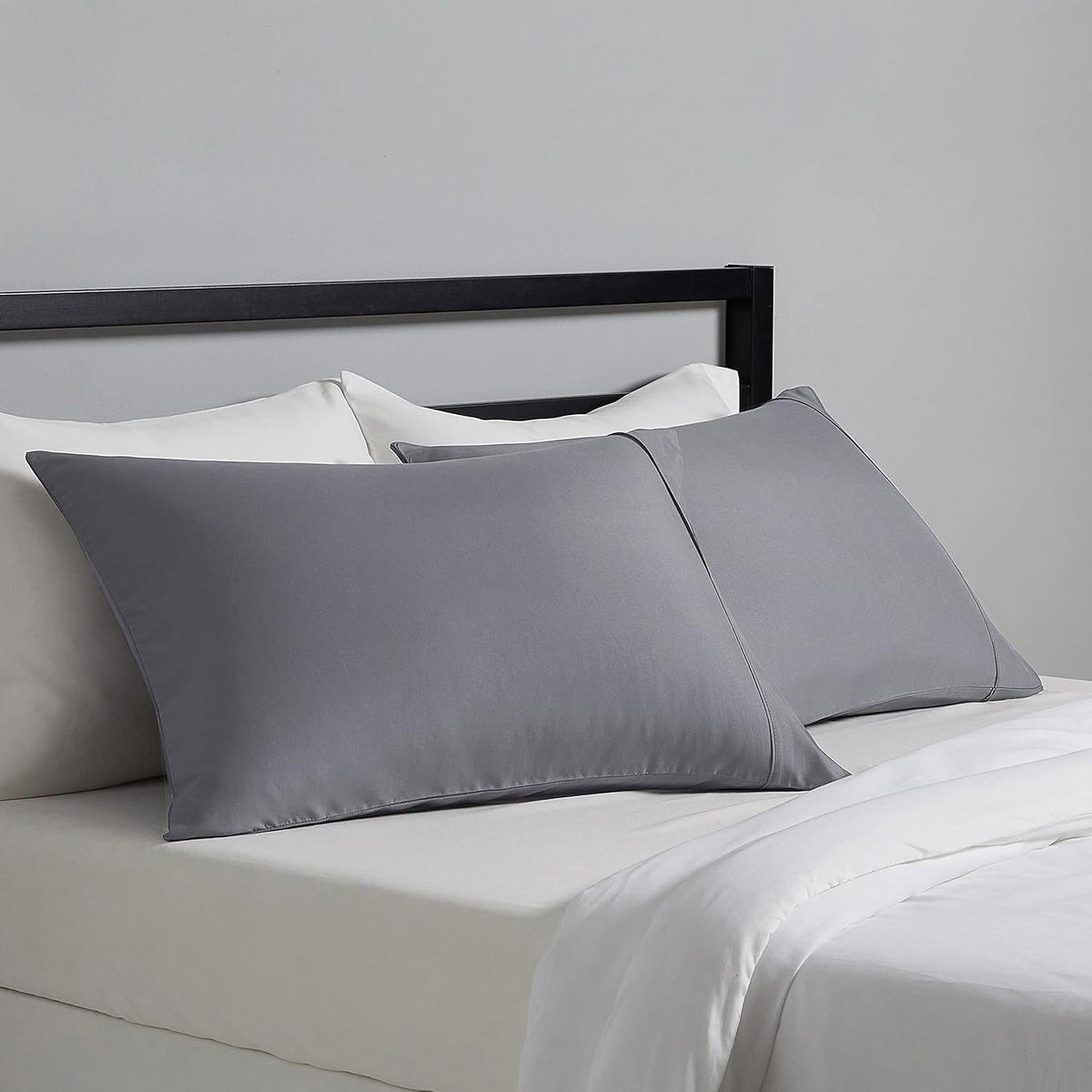 KISSENBEZÜGE – 48*74cm –Dunkelgrau (Paar) - Dunkelgrau, Textil (50/66cm)