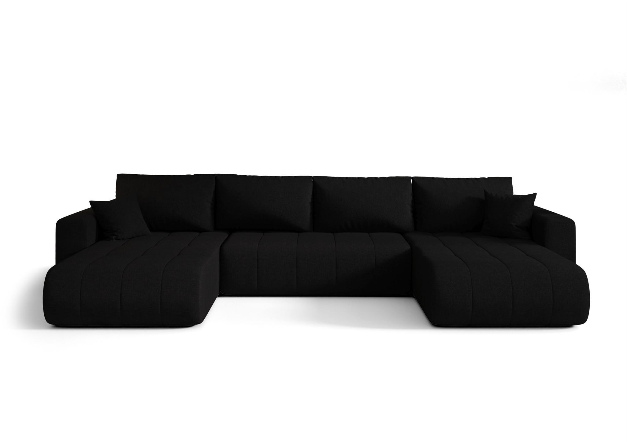 WOHNLANDSCHAFT Camila In Wind - Schwarz, Holzwerkstoff/Textil (384/85/175cm) - Fun Möbel