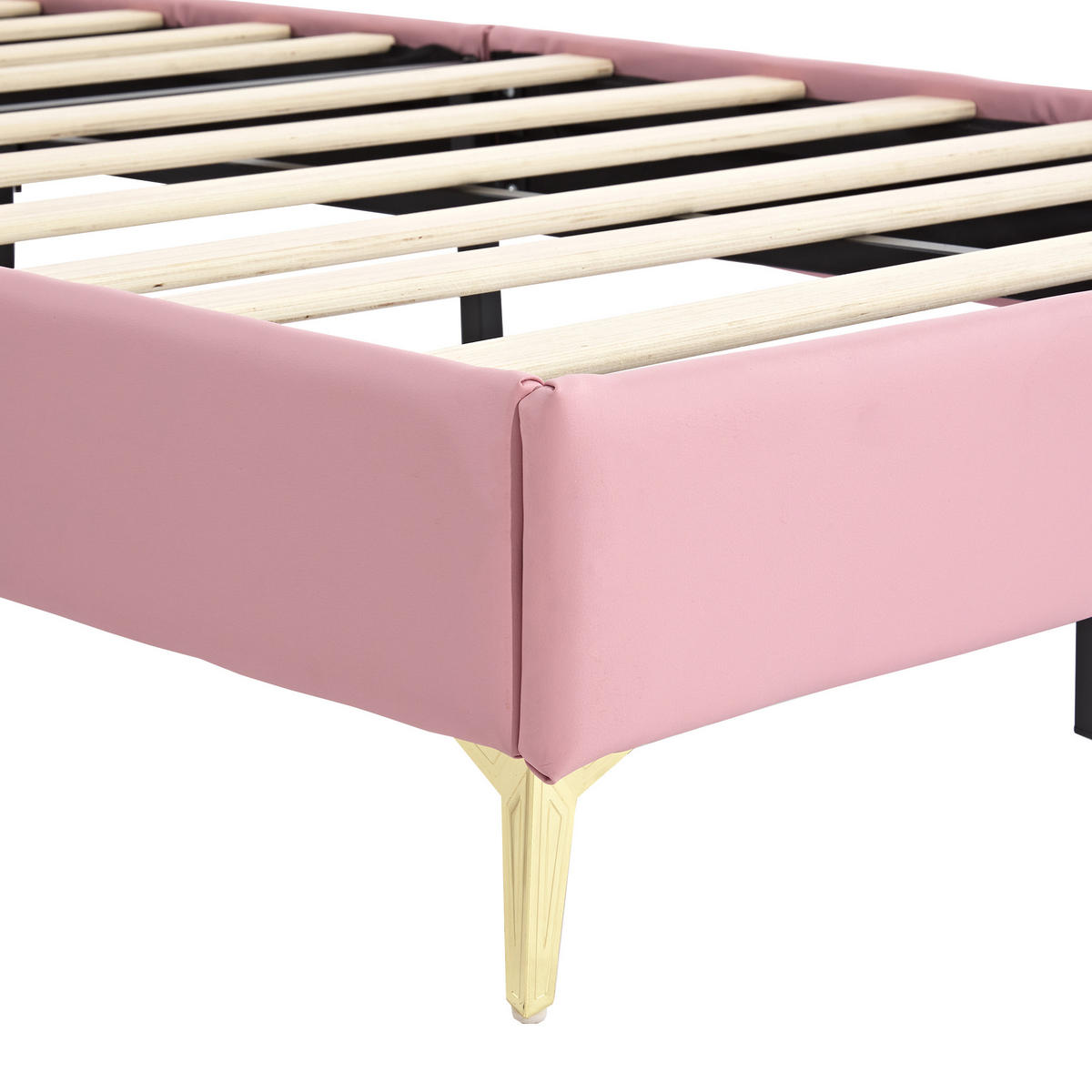 POLSTERBETT 90/200 cm DE-02286, in Rosa, mit Kronen-Kopfteil und weichen Schutzkanten - Pink, Holz (90/200cm) - ComfortXL
