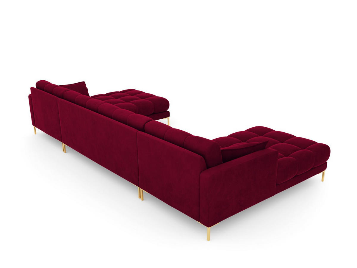 PANORAMASOFA Mamaia aus Samt rot 6 Sitzplätze - Rot, Textil (185/75/383cm) - Micadoni