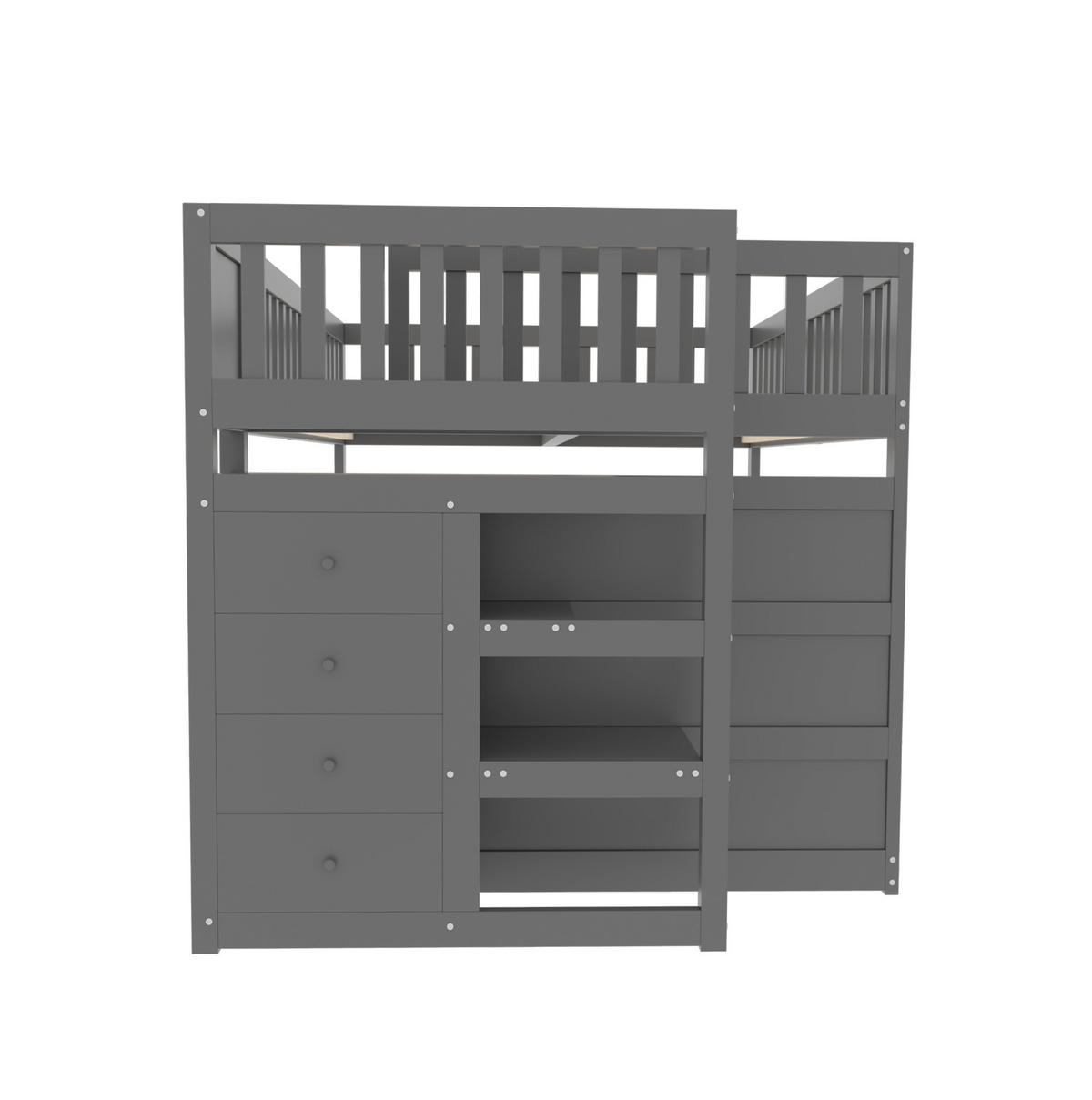 HOCHBETT 140/200 cm aus Holz mit Treppe und 4 Schubladen – Grau - Grau, Holz (140/200cm) - BEAOK