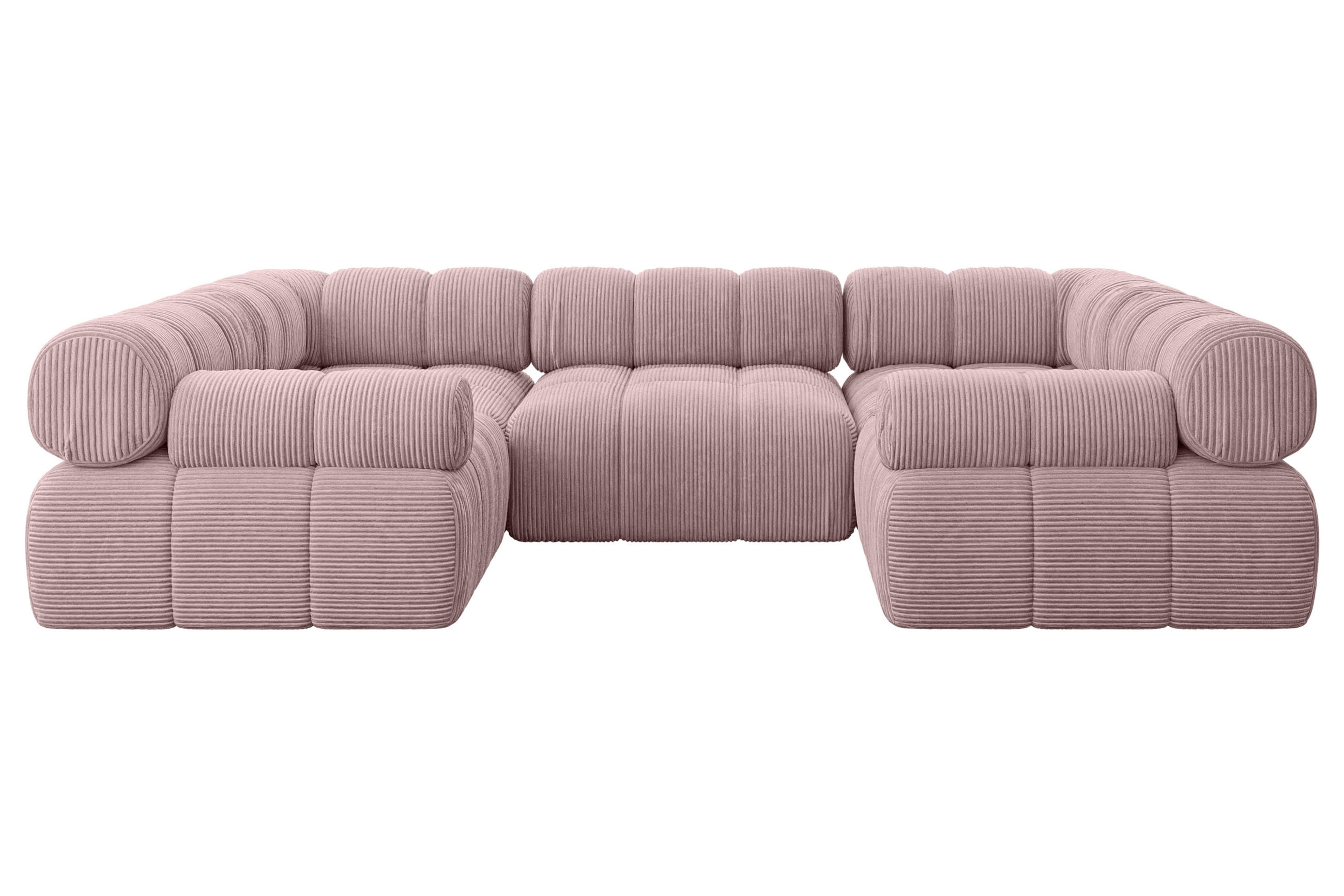 WOHNLANDSCHAFT modulares Sofa Birno-U1 - 285x190x70 cm Rosa Cord - Rosa, Holzwerkstoff/Textil (285/70/190cm) - ALTDECOR