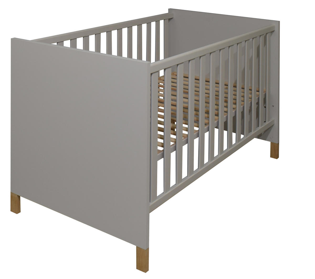 BABYZIMMER Olivia in Kreidegrau matt Lack und Eiche 8 teilig inklusive Matratze - Grau, Holzwerkstoff (120/200/80cm)