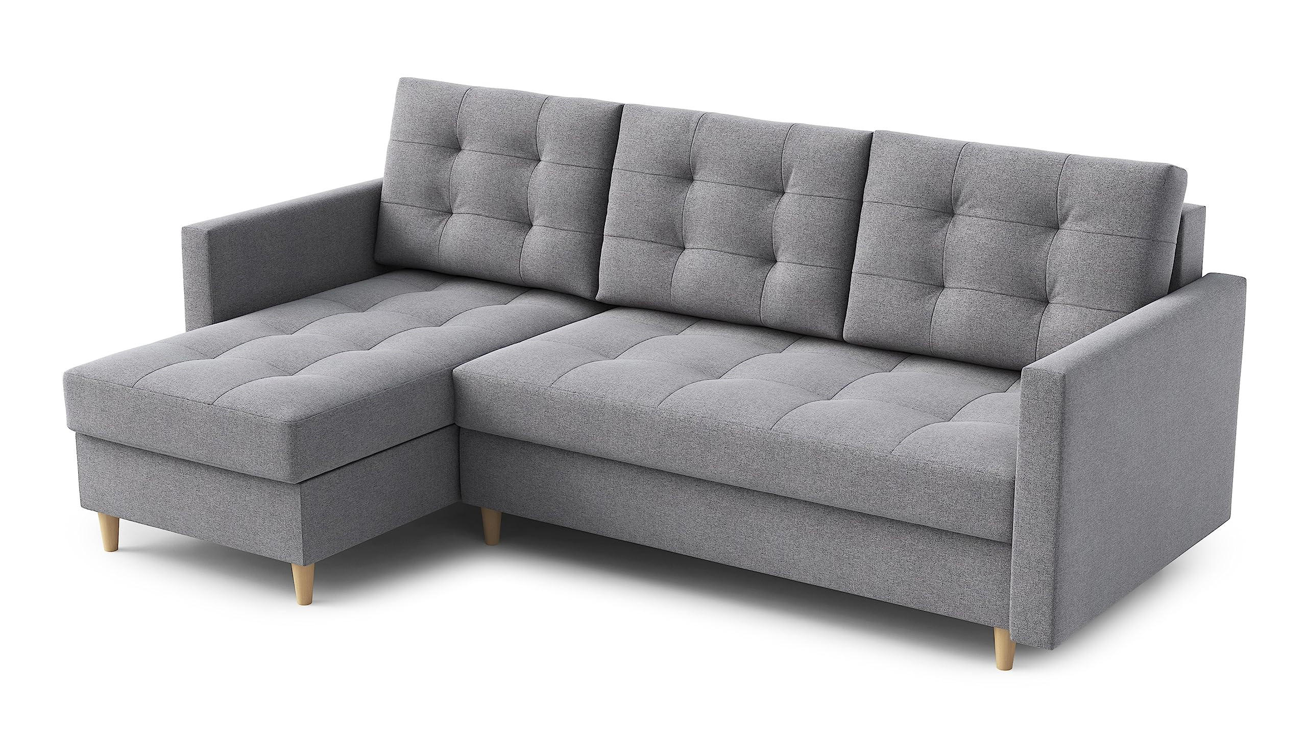 ECKSOFA DIVO 224x103 cm, Schlaffunktion, Grau, Links - Grau, Holz/Textil (144/224cm) - DomoHome