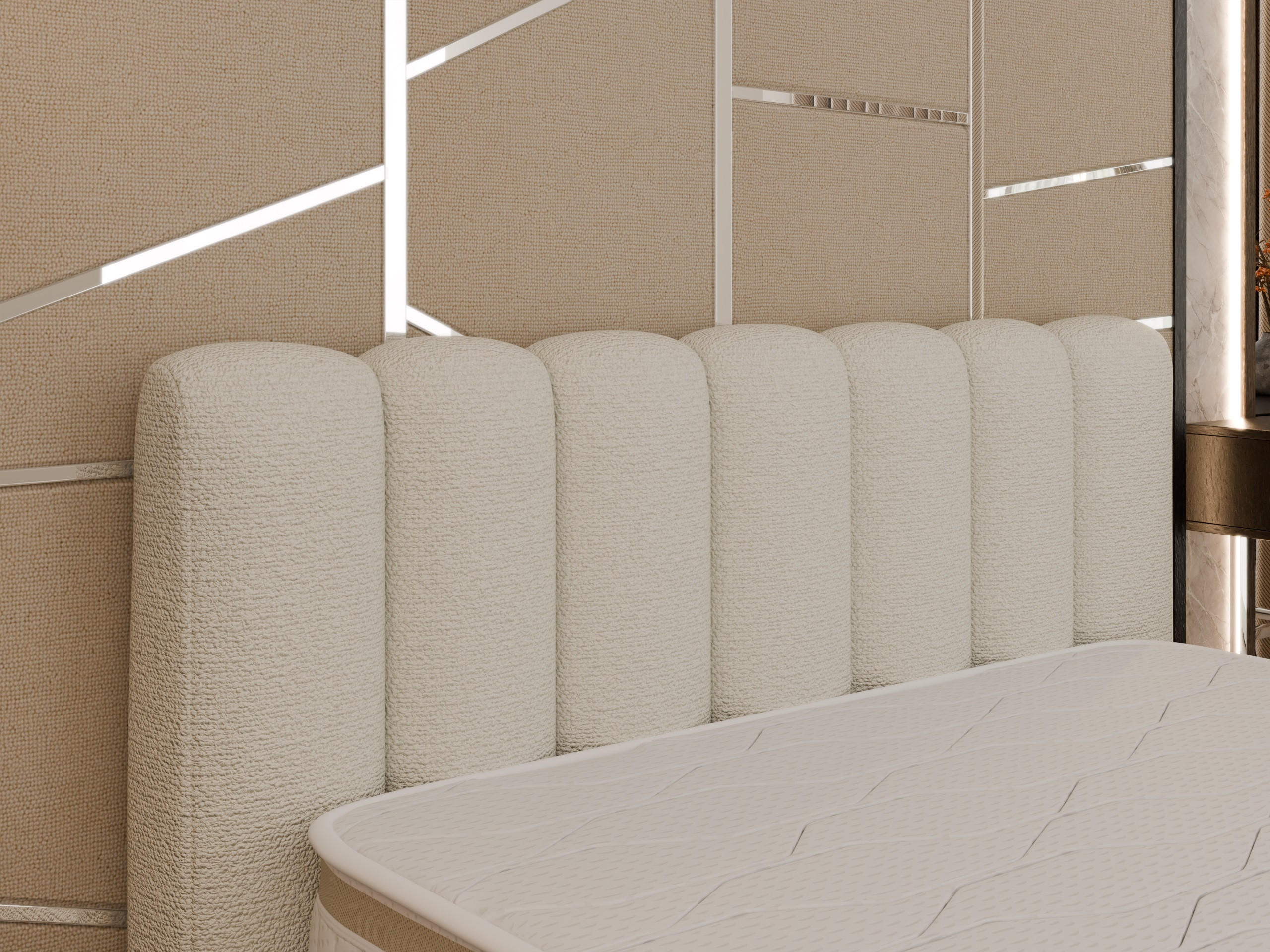 POLSTERBETT Zaira 160x200cm – Elegantes Polsterbett für modernen Wohnstil , ohne matratze, creme - Creme, Holz (160/200cm) - Panda Möbel