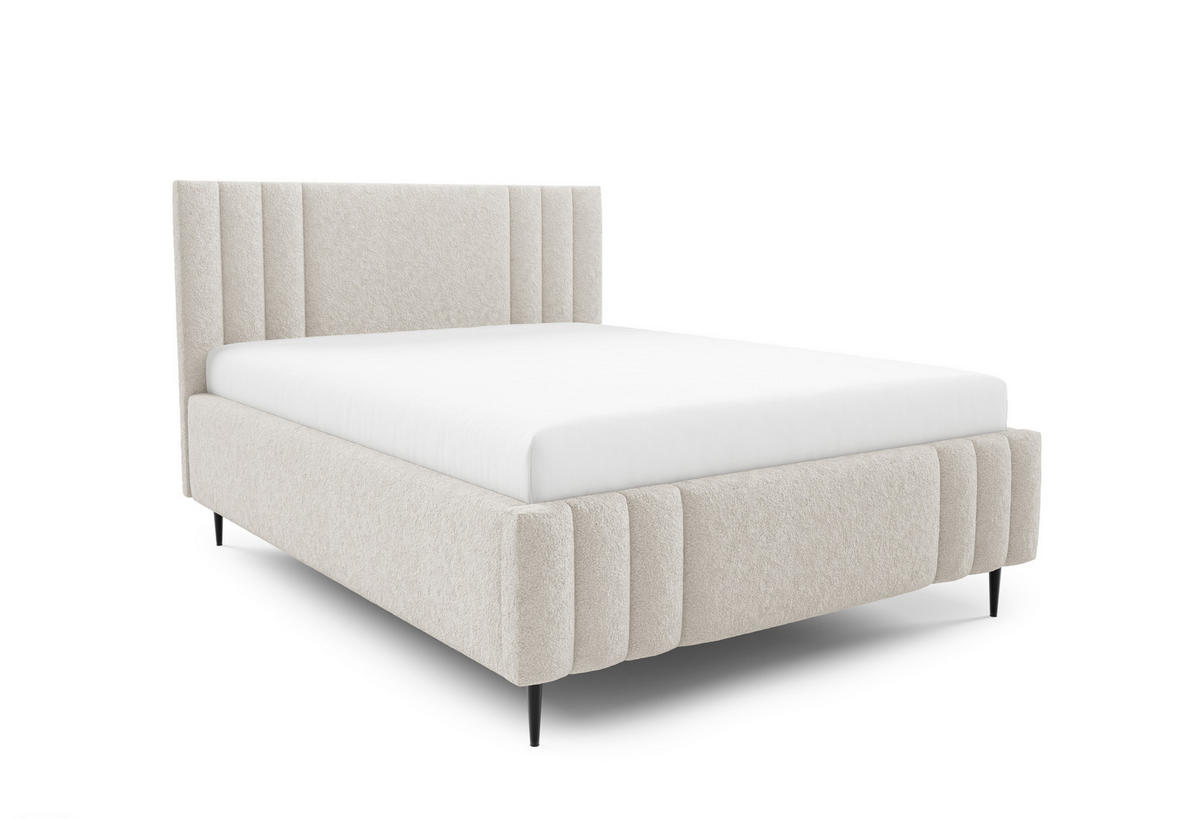 POLSTERBETT RIVIO LEG mit Beinen Bettkasten Lattenrost 140x200 Beige - Beige, Holz (140/200cm) - Furnistar