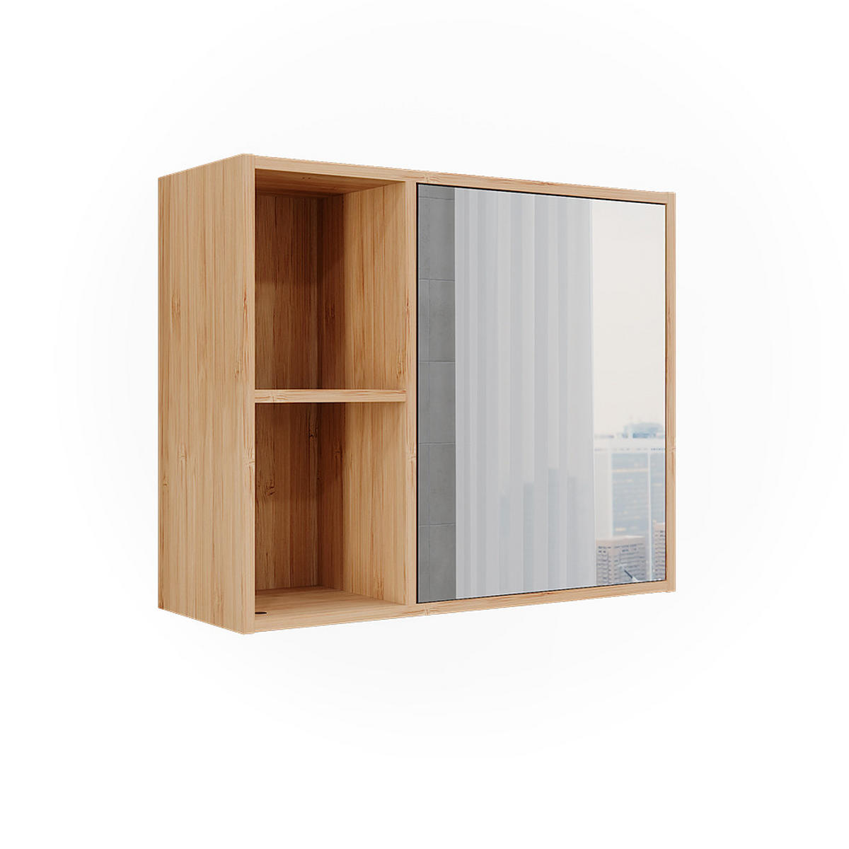 BADSPIEGELSCHRANK Lucie Bambus 54 x 44.5 cm mit Spiegel - Grün, Holzwerkstoff (54/44.5/20cm) - Vicco