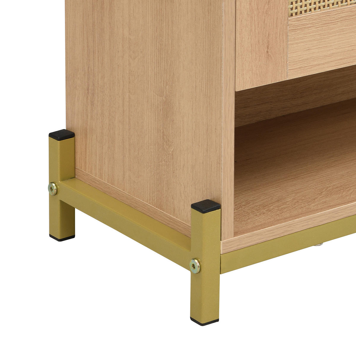 SCHUHSCHRANK aus MDF 108,5x24x100cm in Hell-Eiche mit Ablage - Eichefarben, Holzwerkstoff (108.5/100/24cm) - Modfu
