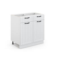 KÜCHENUNTERSCHRANK Fame-Line Weiß Landhaus 80 cm ohne AP - Creme/Weiß, Holzwerkstoff (80/82/51.6cm) - Vicco