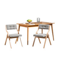 KLAPPSTUHL DE-36263 2er-Set mit gepolstertem Sitz Grau - Grau, Holz (48/77/61cm) - ComfortXL