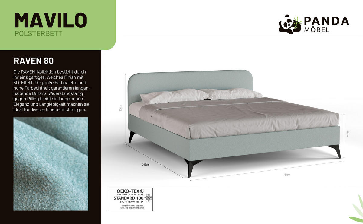 POLSTERBETT Mavilo 180 x 200 cm mit Bettkasten und Lattenrost federkernmatratze 18cm - hellgrau - Hellgrau, Holz (180/200cm) - Panda Möbel