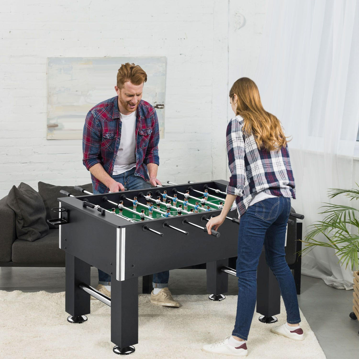 TISCHKICKER Wuzzler schwarz mit Getränkehalter - Schwarz, Holz (72/88/139cm) - Artsport