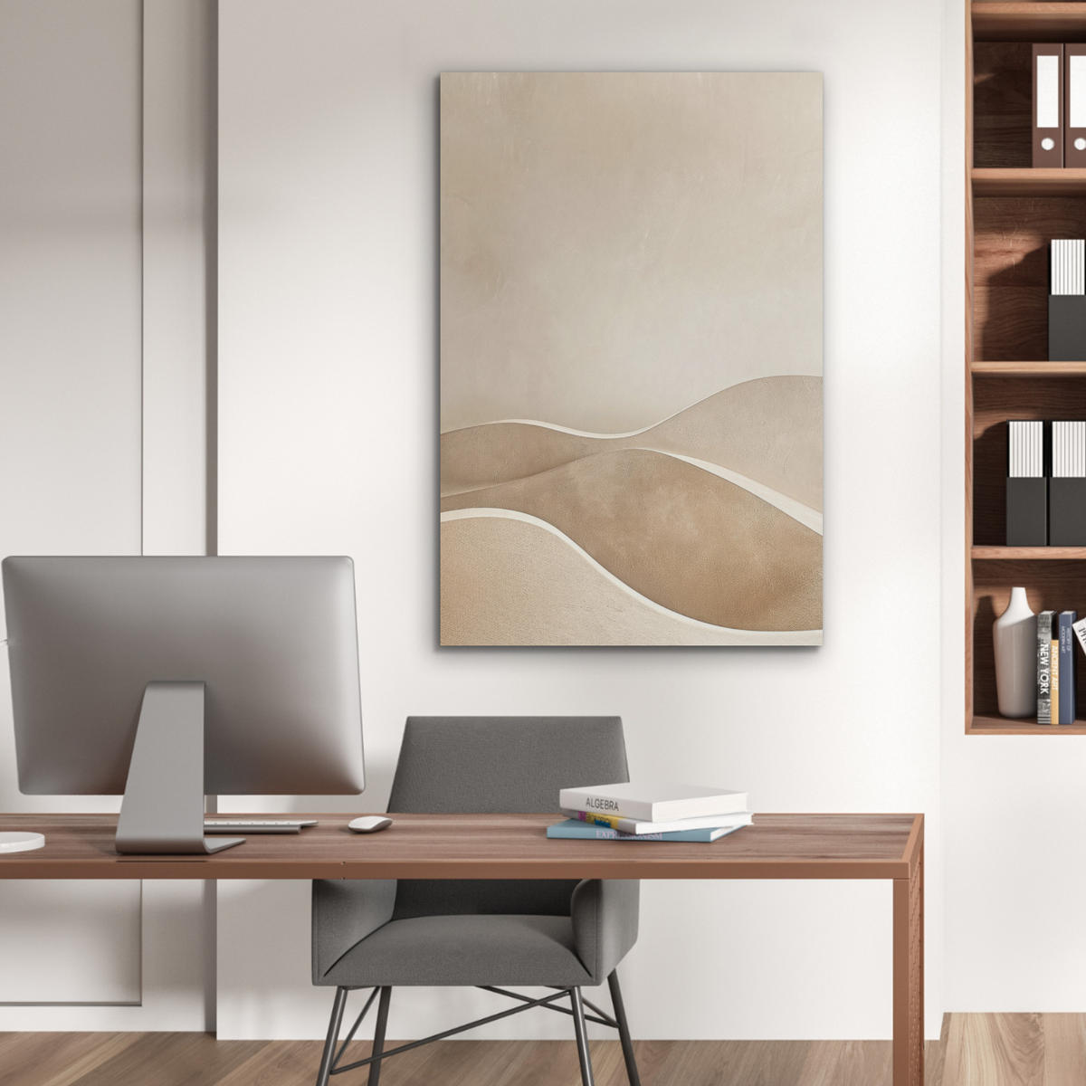 AKUSTIKPANEEL Beige - Natur - Abstrakt - Modern 70x100 cm - Beige, Textil (70/0.9/100cm) - MuchoWow