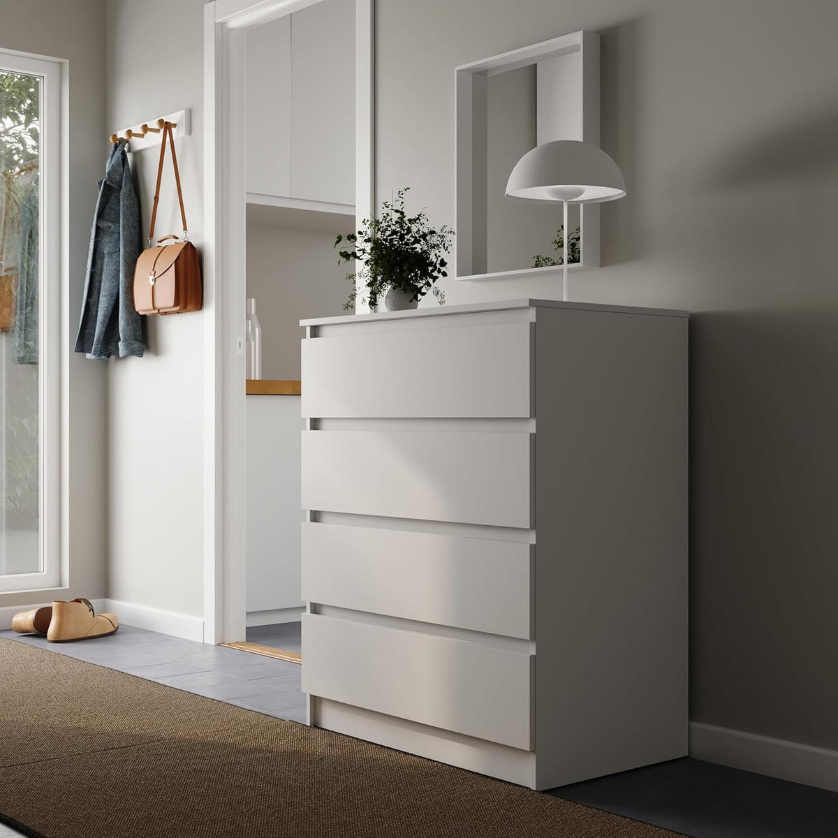 KOMMODE mit 4 Schubladen 80cm breit in weiß - Weiß, Holz (50/100/80cm) - Home Collective