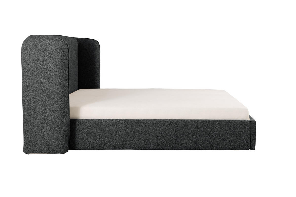 POLSTERBETT mit Bettkasten und Matratze VELUNA, Schwarz, 140x200 cm - Schwarz, Textil (140/200cm) - KS Home Concept