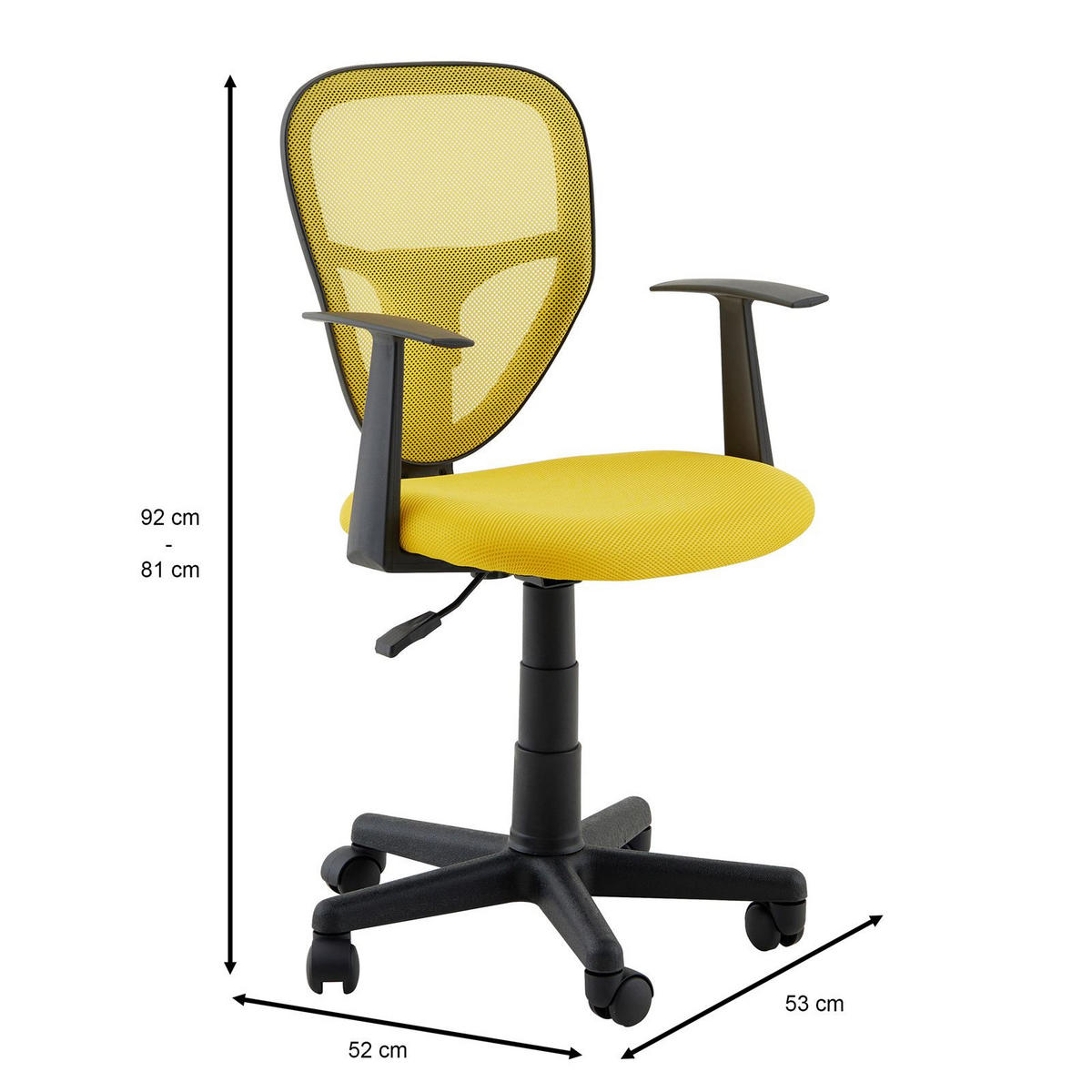 KINDERDREHSTUHL STUDIO GELB - Gelb, Textil (53/92/52cm) - CARO-Möbel