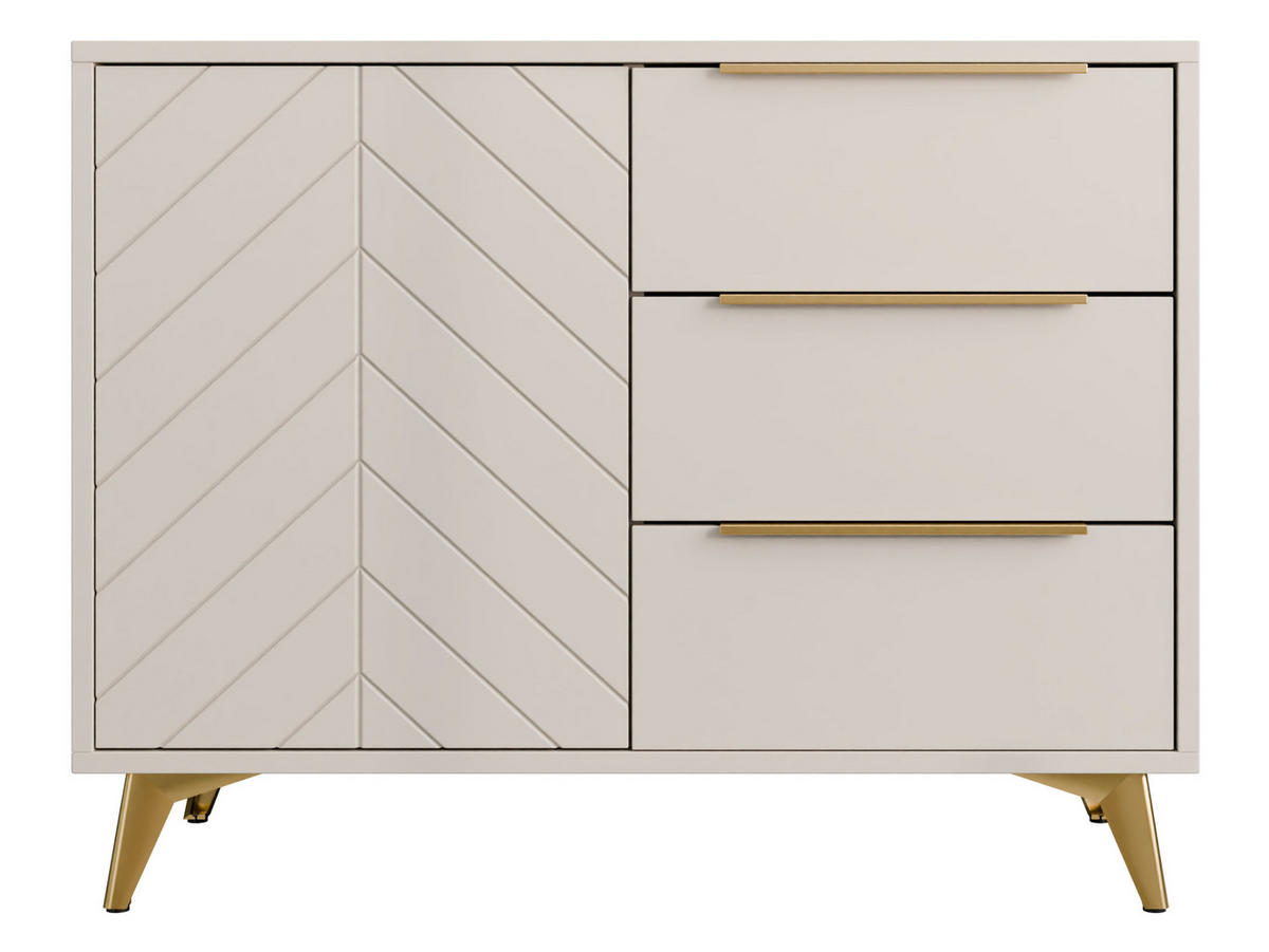 KOMMODE Xylix 100 1D3SZ - Kaschmir/Beige, Holzwerkstoff/Metall (104/80/40cm) - MIRJAN24