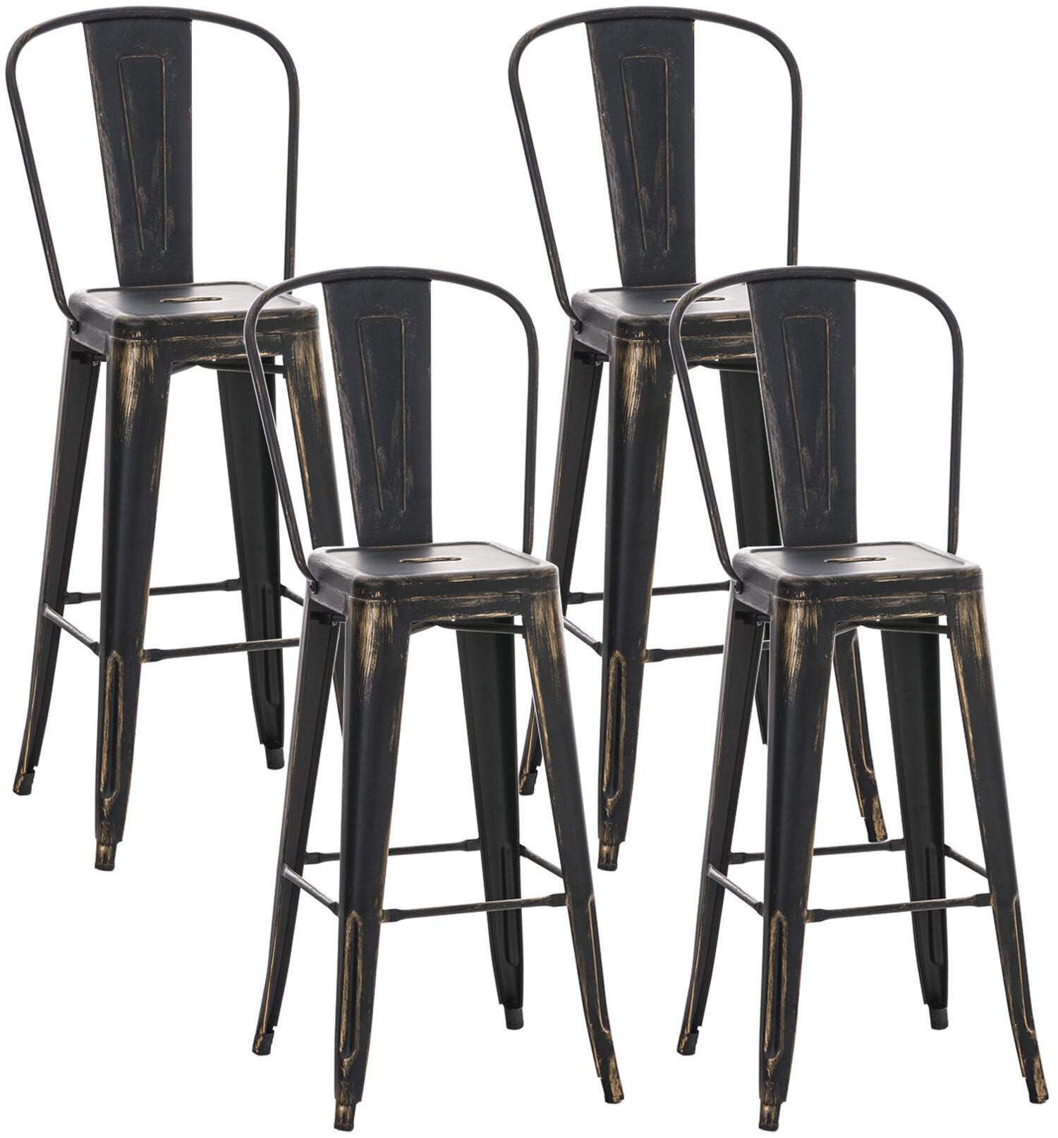 BARHOCKER Adnan, 4er Set, Schwarz-Gold - Goldfarben/Schwarz, Metall (44/100/52cm) - TPFLiving