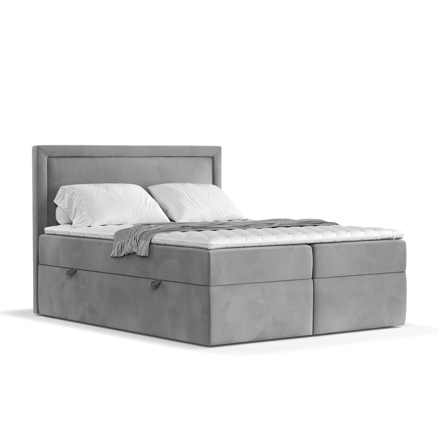 BOXBETT Jodan 140/200 cm Grau im Magic Velvet Stoff - Schwarz/Grau, Holz/Holzwerkstoff (140/200cm) - AltaBeds