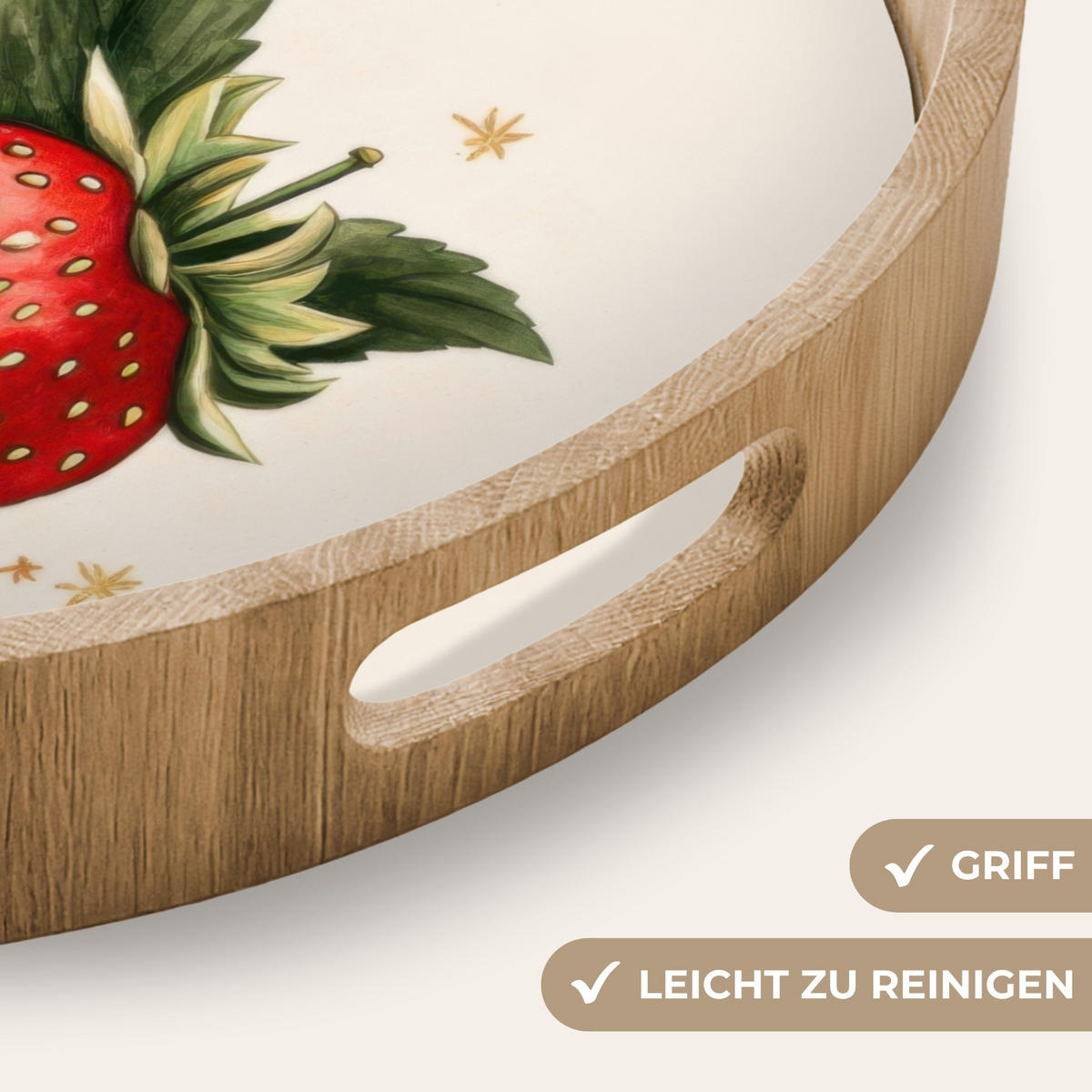 TABLETT - Erdbeeren - Gänseblümchen - Zitat - Sterne - 50x50 cm - Multicolor, Holz (50/5/5cm) - OnlyWow