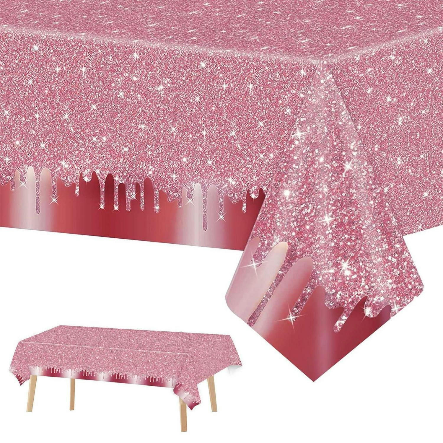 TISCHDECKE Roségold Pailletten 137 x 274 cm - Rosa, Kunststoff (274/137/1.5cm)