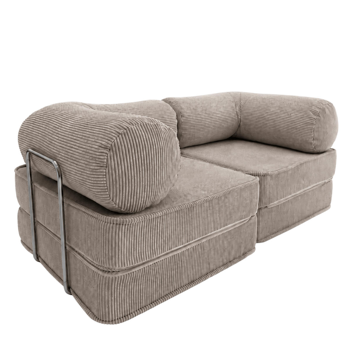 SOFA SURB Duo 100 Schlafsofa 2-Sitzer Taupe 200/100 cm - Taupe/Chromfarben, Textil/Metall (200/70/100cm) - SURB