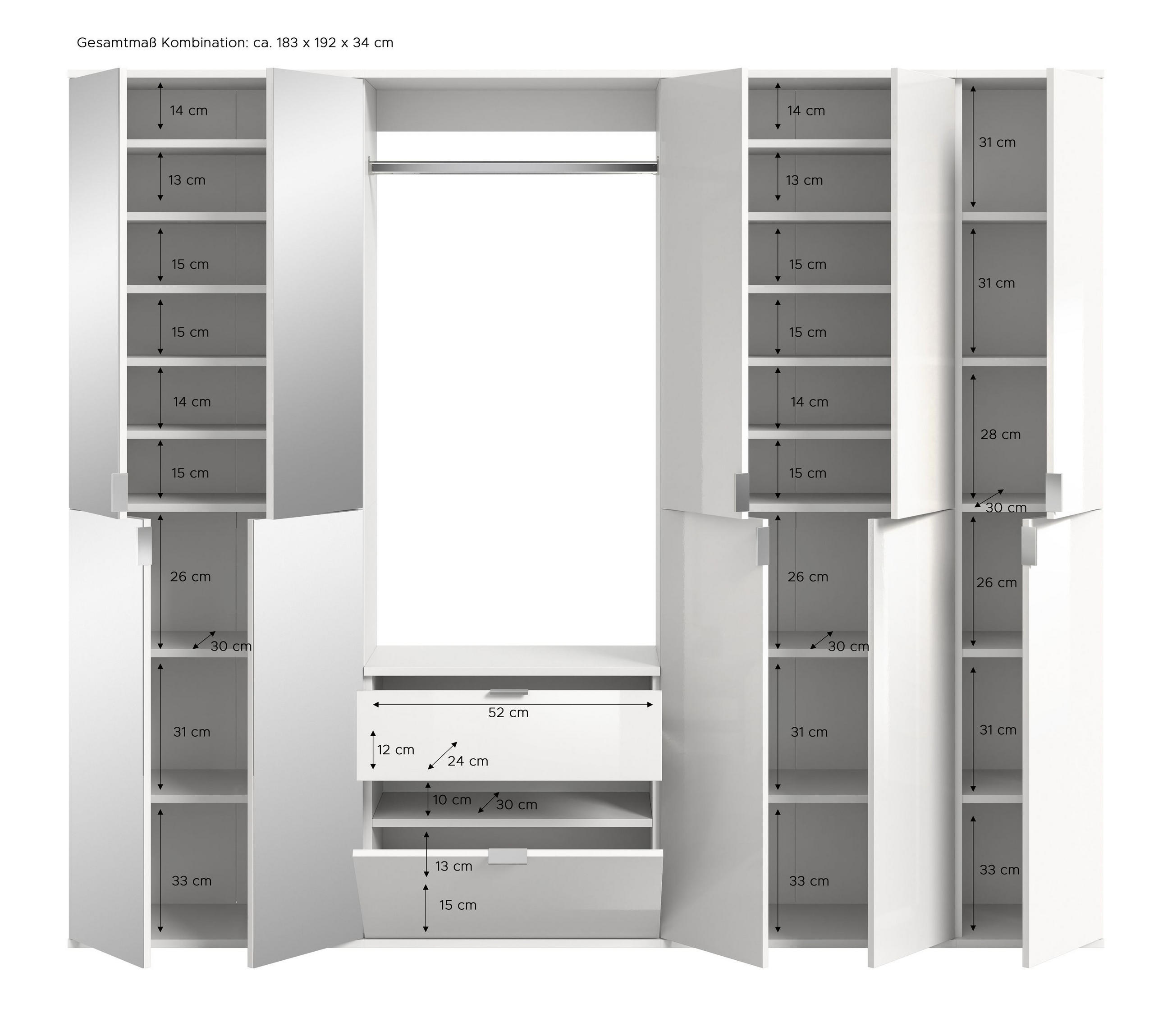 Homes & Jones Garderobe Eiche Artisan 183x193x34 cm