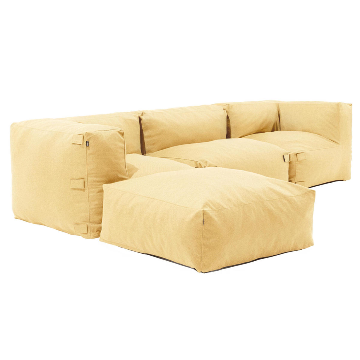 GARTENSOFA mit 4 Sitzplätzen, Hellgelb - Hellgelb, Textil - Oviala